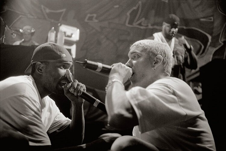 Proof and Eminem in Munich, Germany, in 1999. Photo: MikaV / Wikimedia Commons. 