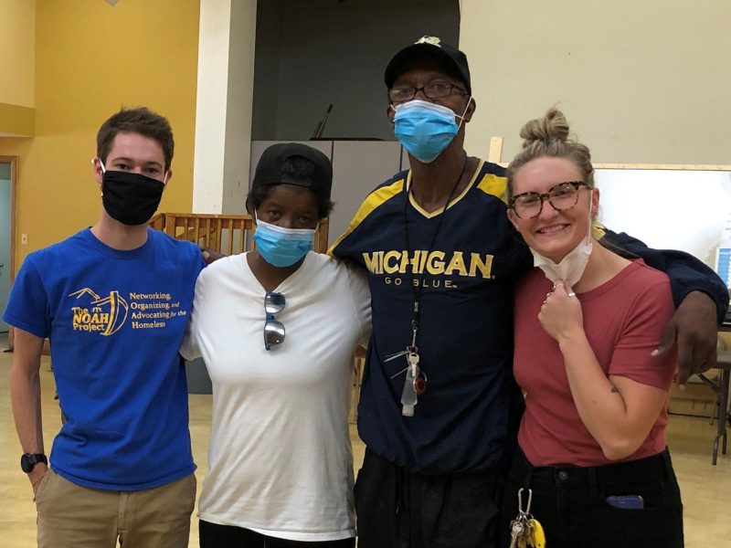 (left to right) Matt Gatti, NOAH Project’s street outreach manager; a family of two whom the outreach team helped house; and the project’s lead street outreach worker, Paige Henson