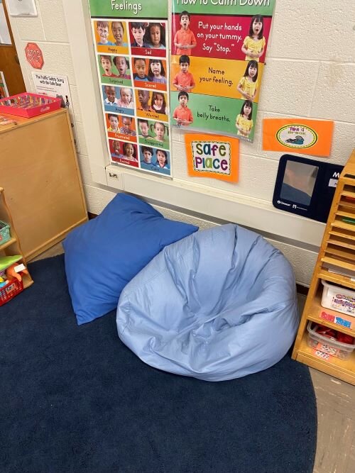 A PEDALS-inspired quiet area for calming.