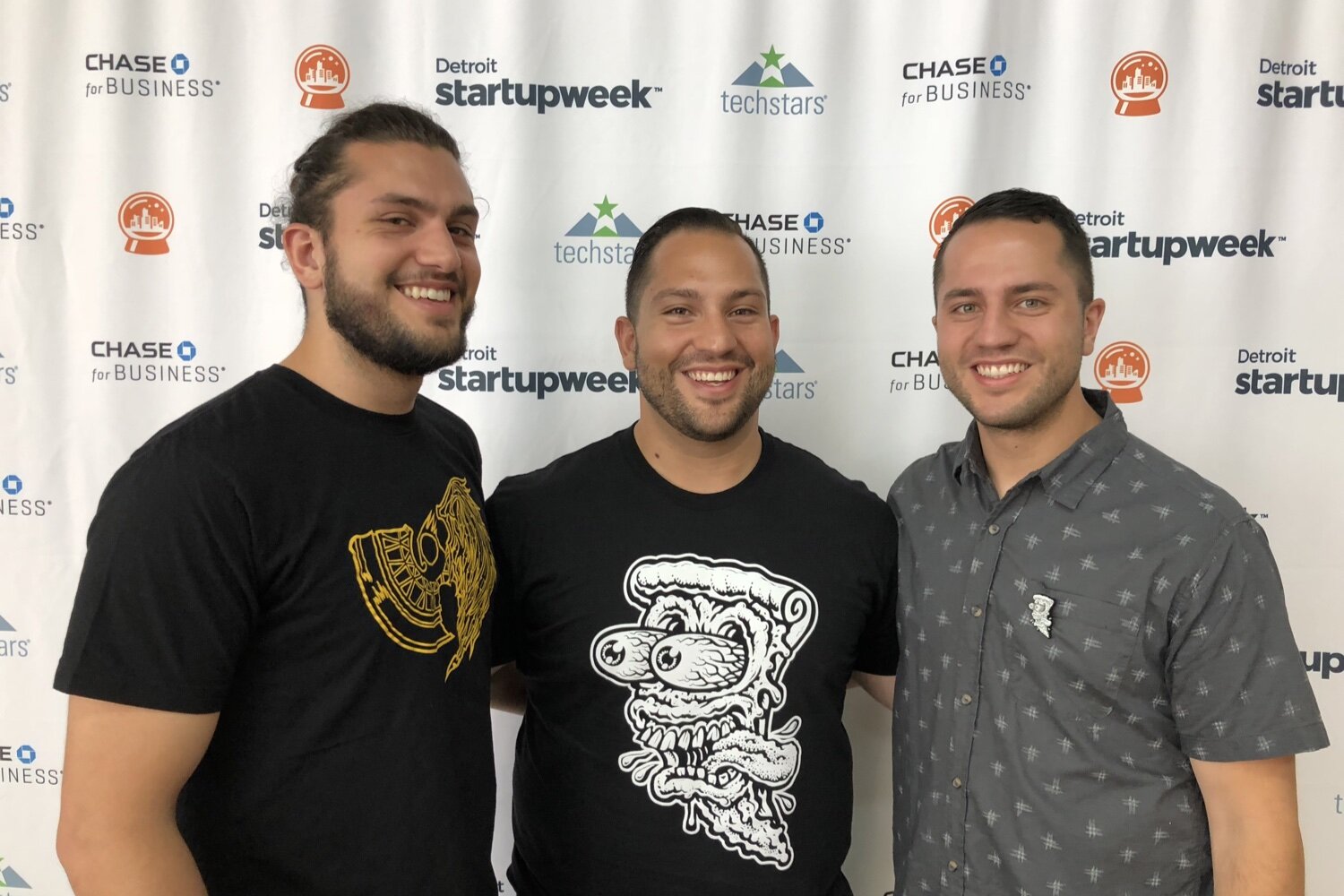 Malik Mattan, Moody Mattan, and Zach Mattan (L to R). Photo taken at 2018 Detroit Startup Week. (Courtesy of BrandXR)
