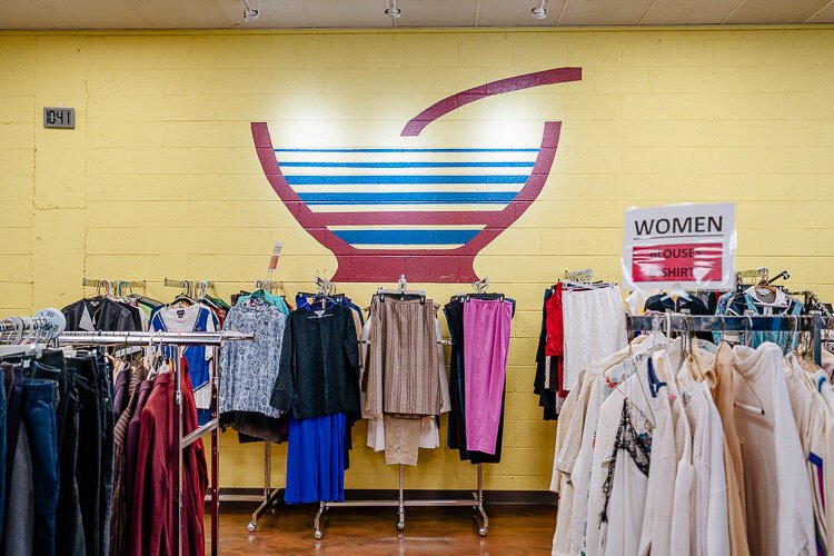 Free clothing at the Capuchin Services Center in Detroit’s Gratiot Town-Kettering neighborhood. Photo: NIck Hagen.