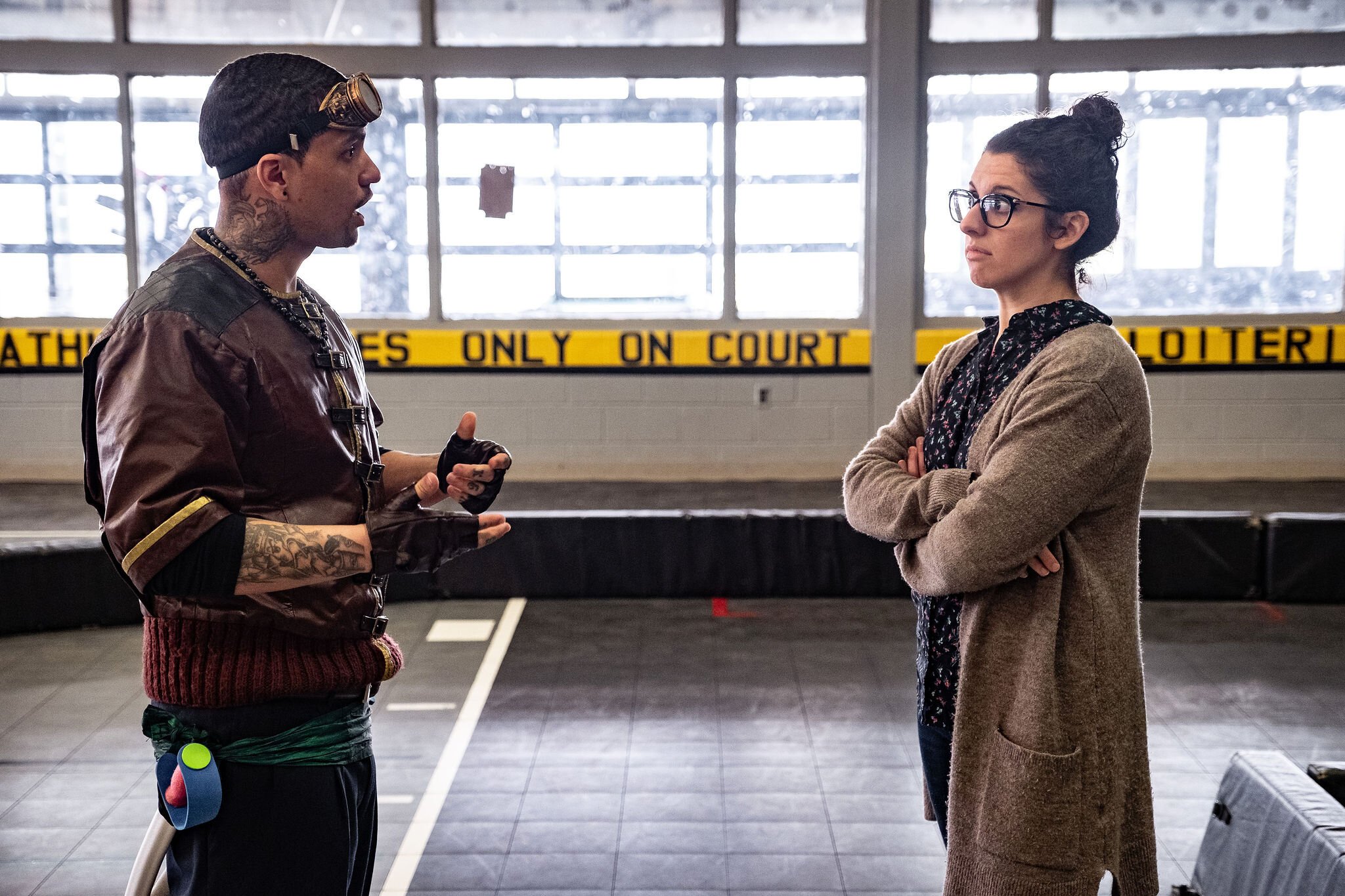 Odlum and Shepherd-Bates stop to discuss a point in the text. Photo: Chuck Nowak.