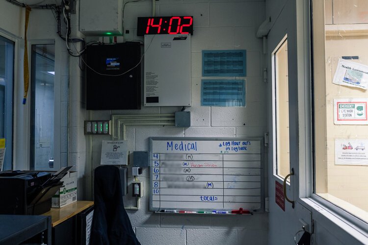 A medical chart at Macomb County Jail.