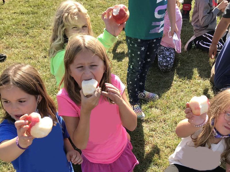 Students participate in an Apple Crunch Fall Festival facilitated by Traverse City Area Public Schools.