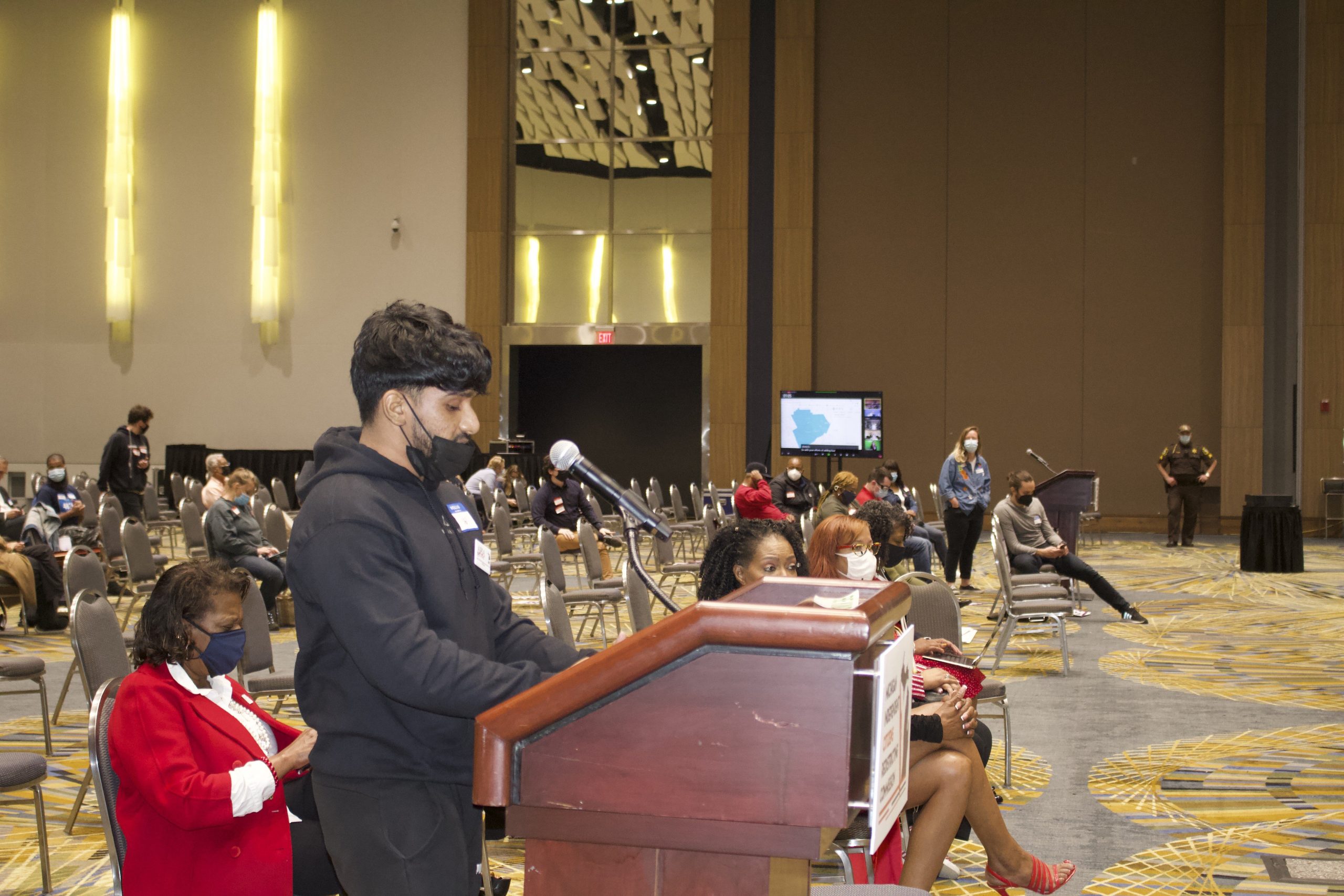 Members of APIAVote-MI speak before the Michigan Independent Citizens Redistricting Commission at the Oct. 20 Detroit public hearing. 