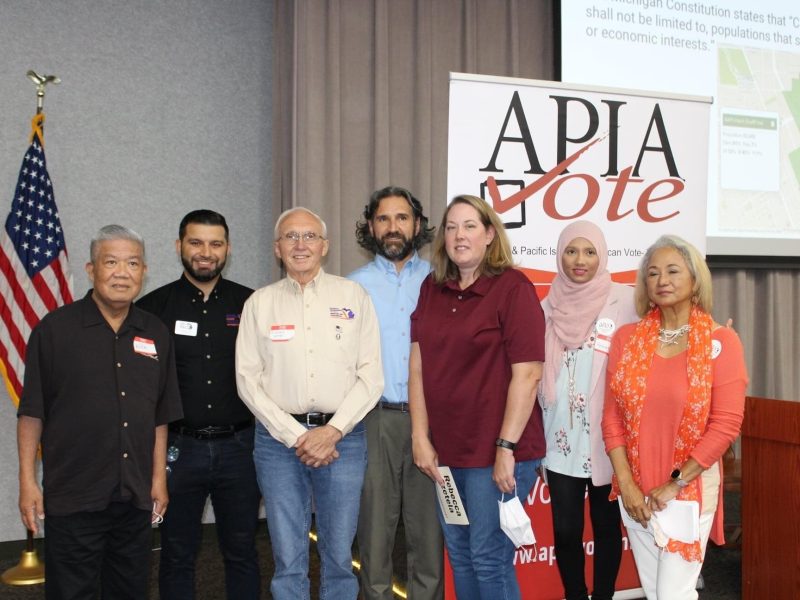 From left to right: APIA president Willie Dechavez, Commissioner Anthony Eid, Commissioner Richard Weiss, Commissioner M.C. Rothhorn, Commissioner Rebecca Szetela, APIA executive director Rebeka Islam, APIA VP Leinda Schleicher