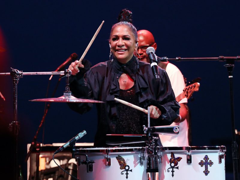 The incomparable Sheila E wore a shirt belonging to Prince. The Purple Rain tour in 1984 kicked off in Detroit on November 4, 1984. The percussionist called her return to The Aretha post-COVID “a full-circle moment.” Photo by Monica Morgan.