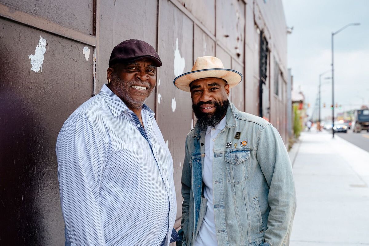 Dr. George N’Namdi and Roderick Hardamon in front of 7303 W. McNichols