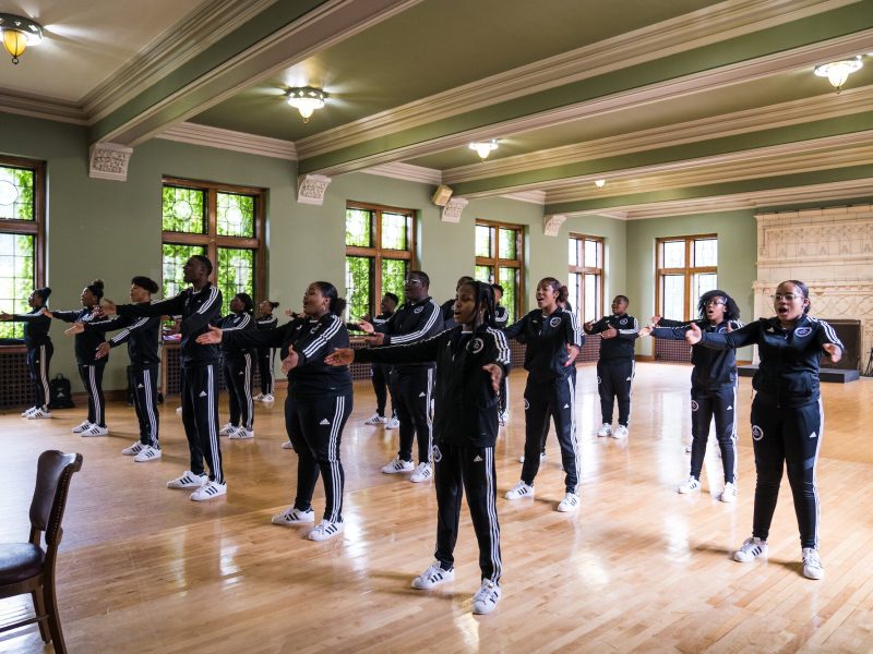 Members of the award-winning Detroit Youth Choir perform for attendees of the press event celebrating the move of the Detroit ACE office to Marygrove. 