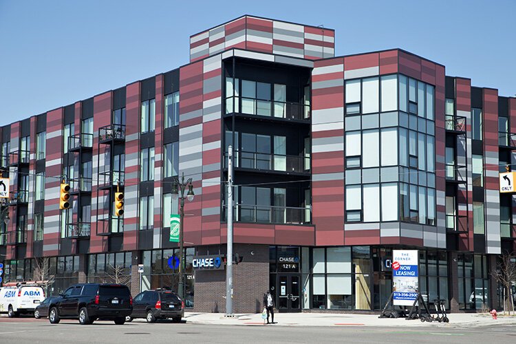 The Corner, a $30 million mixed-use building at Michigan and Trumbull Avenues, is one of the projects supported by lending from LISC Detroit.