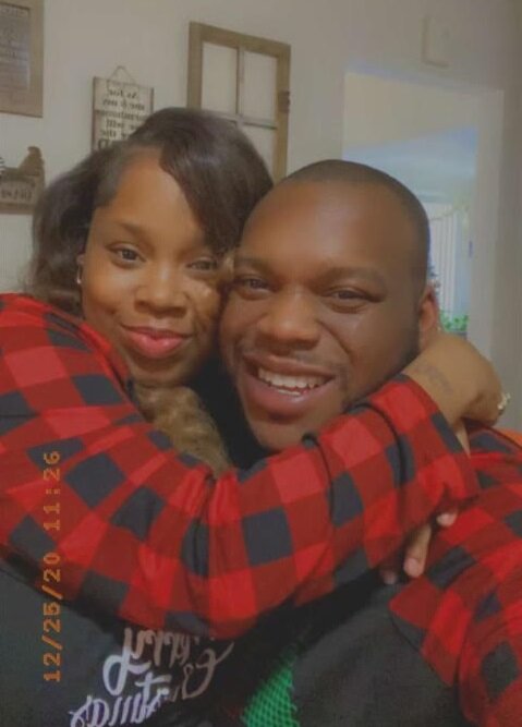 DeAngelo Mabone with his wife.