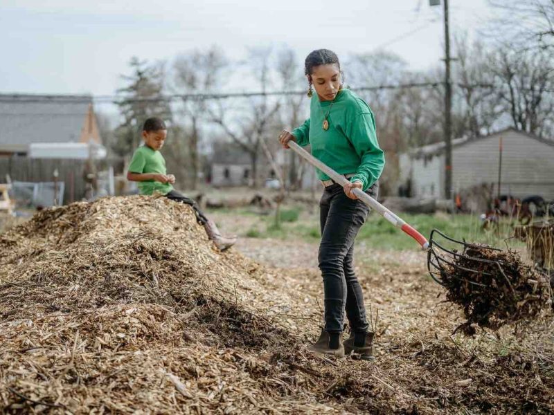 Dazmonique Carr and her son Prince at Deeply Rooted Gardens