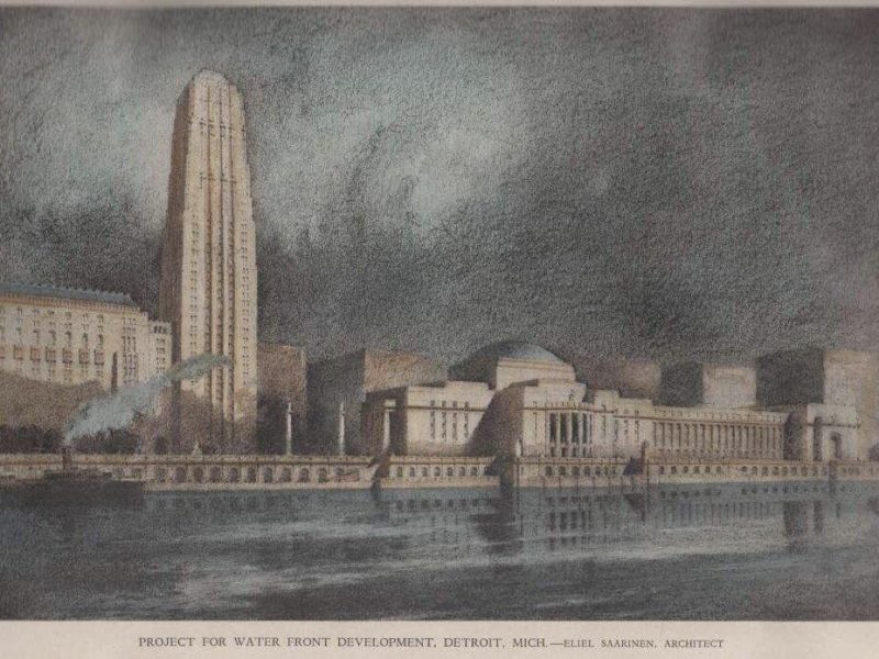 Eliel Saarinen’s unbuilt 1924 Detroit civic center complex would have produced a radically different Detroit riverfront if constructed way back when.