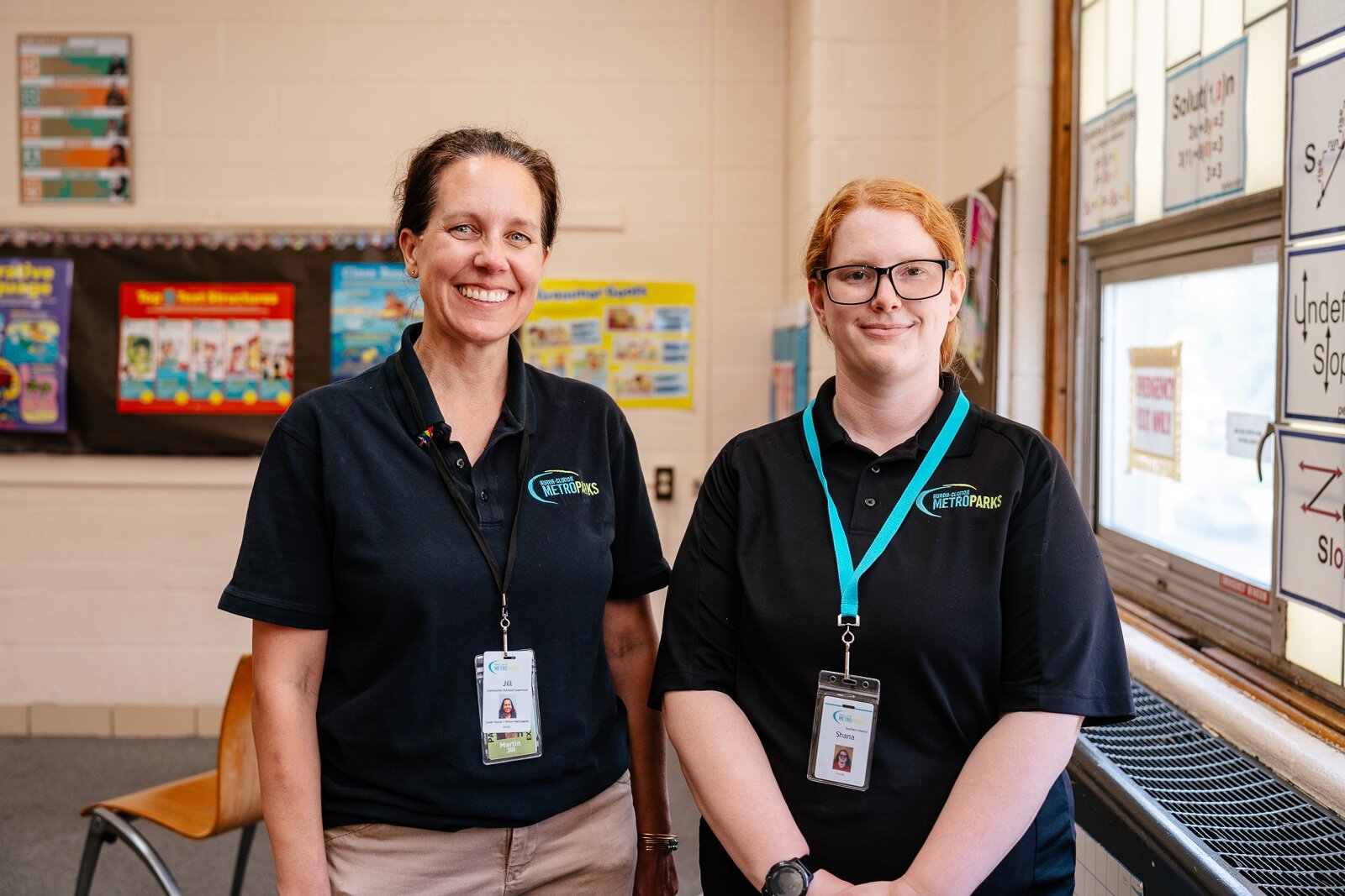 Huron-Clinton Metroparks Community Outreach Interpretive Services Supervisor Jill Martin and Community Outreach Interpreter Shana Totten at WAY Academy in Detroit.