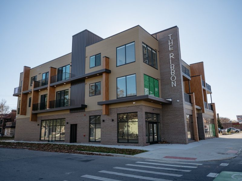 The Ribbon, a new mixed-use development in East English Village, includes 18 rental units reserved for tenants making 80% or less of the area median income.