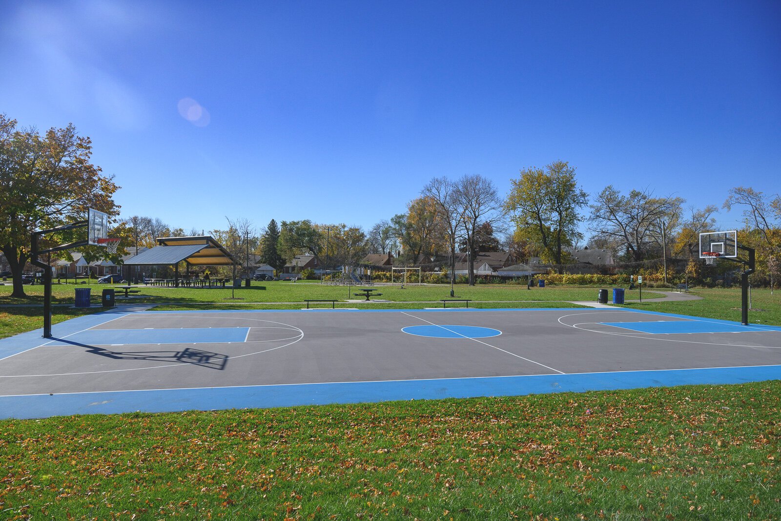 A new basketball court at Detroit's Greenview-Wadsworth Park.