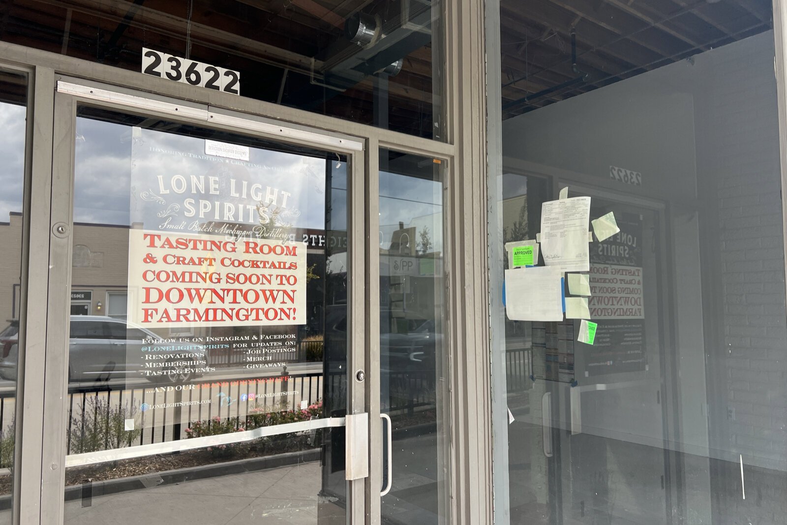 Signs announcing new businesses abound in downtown Farmington.