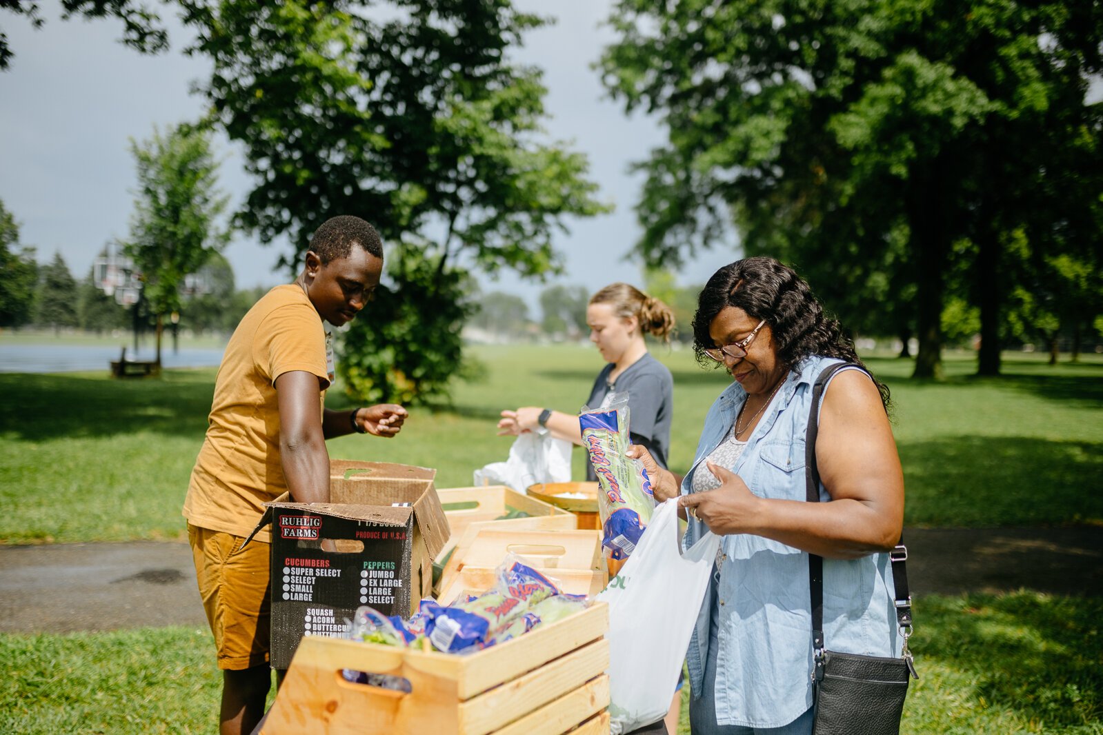 An Eastern Market produce distribution at Rouge Park.