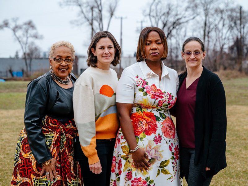 Greenway Heritage Conservancy co-founder RuShann Long, City of Detroit Planner Michele Flournoy, Joe Louis Greenway Partnership Executive Director Leona Medley, and City of Detroit Chief Greenways Planner Christina Peltier.