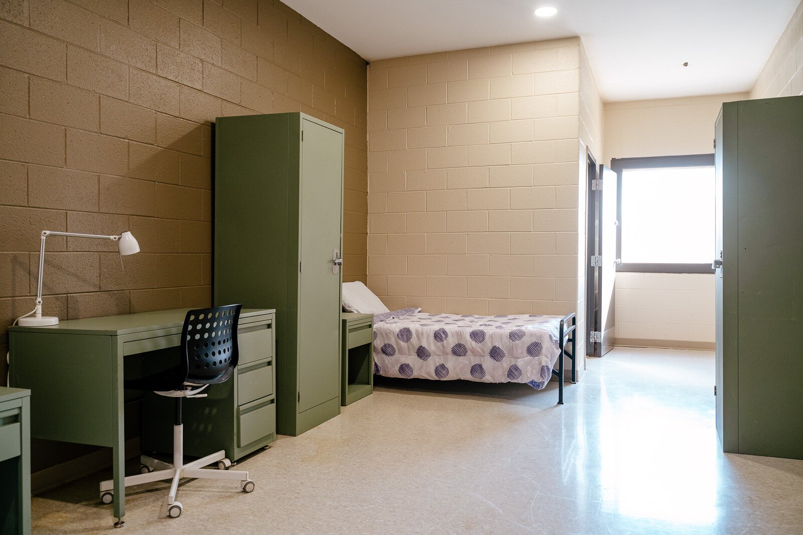 A short term residential care room at the Salvation Army's Harbor Light facility in Detroit.