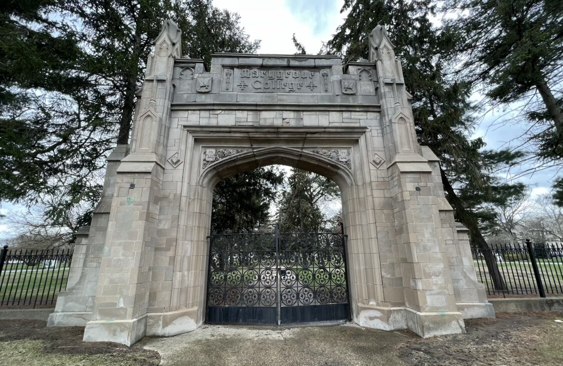The gates to Marygrove College, a 53-acre campus now run by the Marygrove Conservancy.