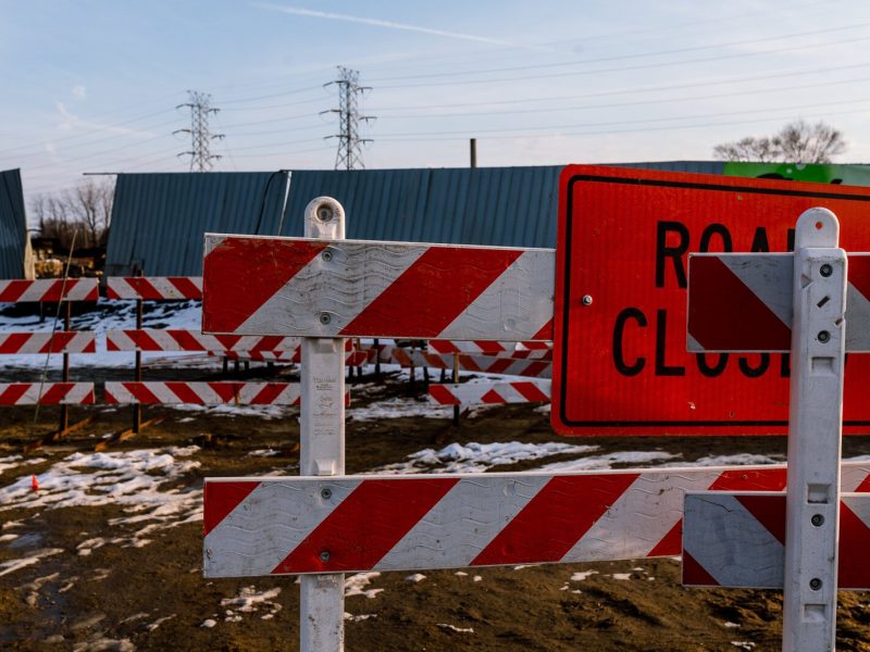 Construction barricades stand near the site of a former marijuana dispensary in Delray.