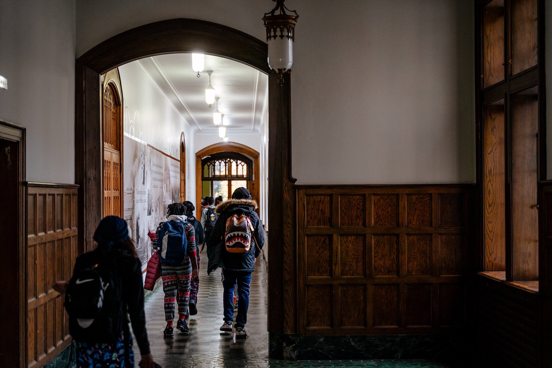 Students walk the halls at Marygrove. Photo by Nick Hagen. 