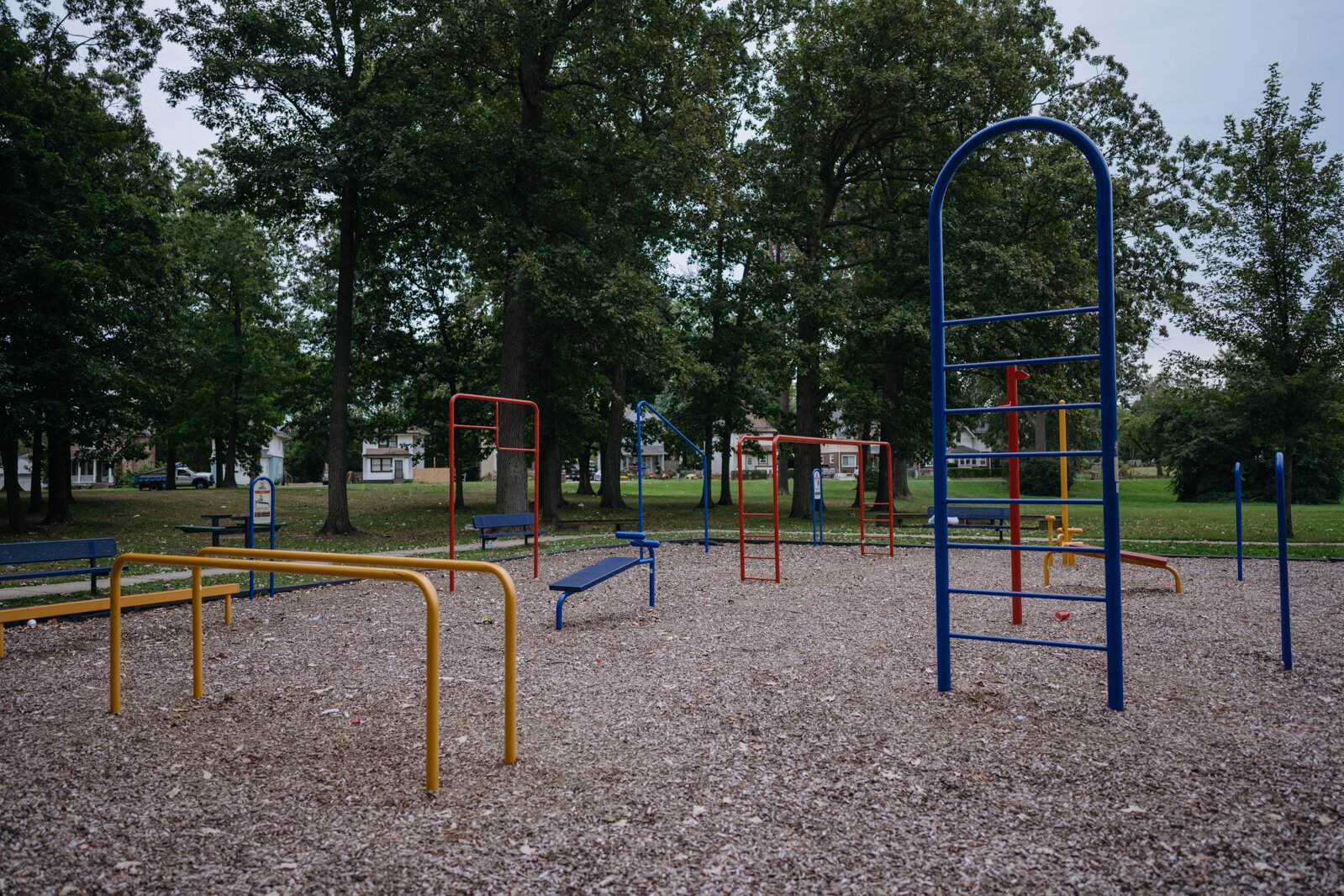 Recently installed fitness equipment at Pontiac's Oakland Park.