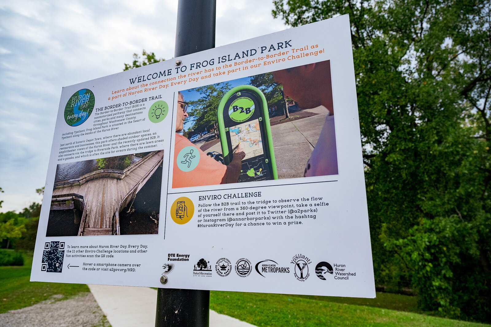 Signage at Frog Island Park in Ypsilanti.