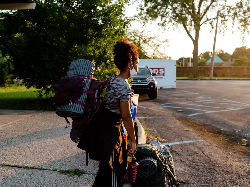 A camper returns from a Detroit Outdoors camping trip to Pictured Rocks.