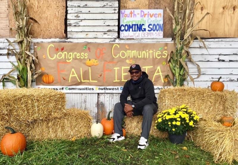 Taurean Thomas attends a Congress of Communities event in Southwest Detroit.