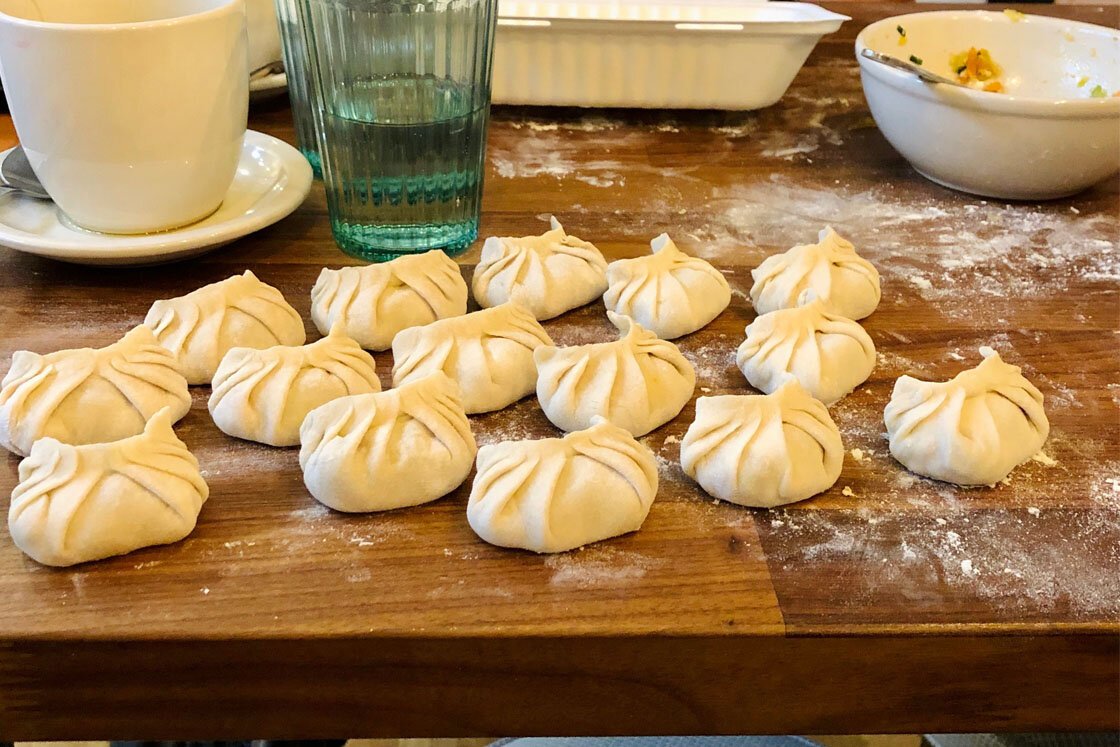 Huynh led a dumpling class on March 10.