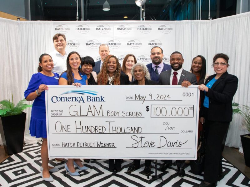 G.L.A.M. Body Scrubs was crowned the winner of the 12th annual Comerica Hatch Detroit Contest, winning the $100,000 grand prize from Comerica Bank at the Hatch Off event on Thursday, May 9, at the Wayne State University Industry Innovation Center.