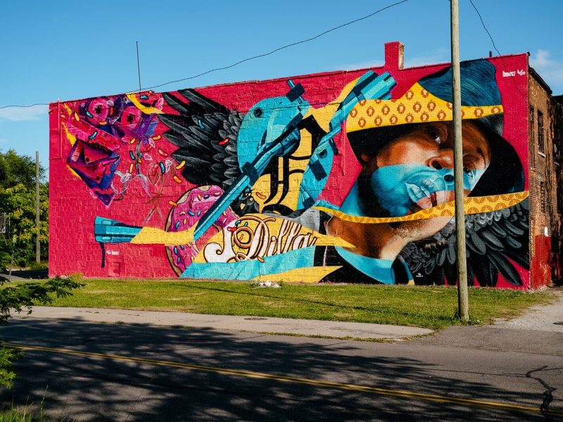 Marka 27's DILLA IS FOREVER mural, part of the BLKOUT Walls Mural Festival in 2021.