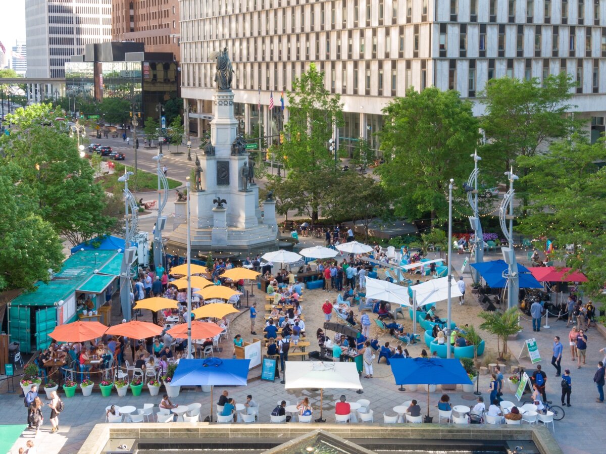 Overlooking The Beach at Campus Martius Park