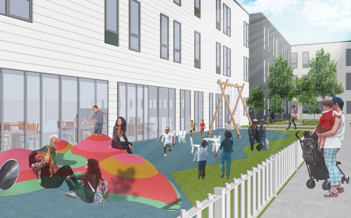 Amenities will include a childcare center, on-site caseworkers, community and computer rooms, employment assistance, and more.
