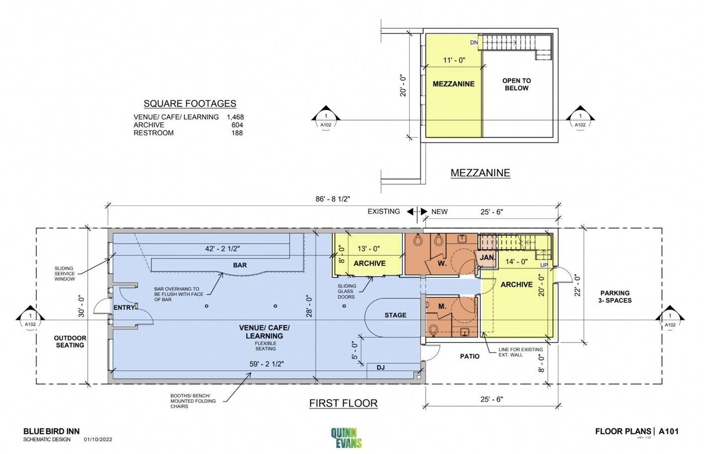 Floor plan for the Blue Bird Inn. Courtesy of Detroit Sound Conservancy.