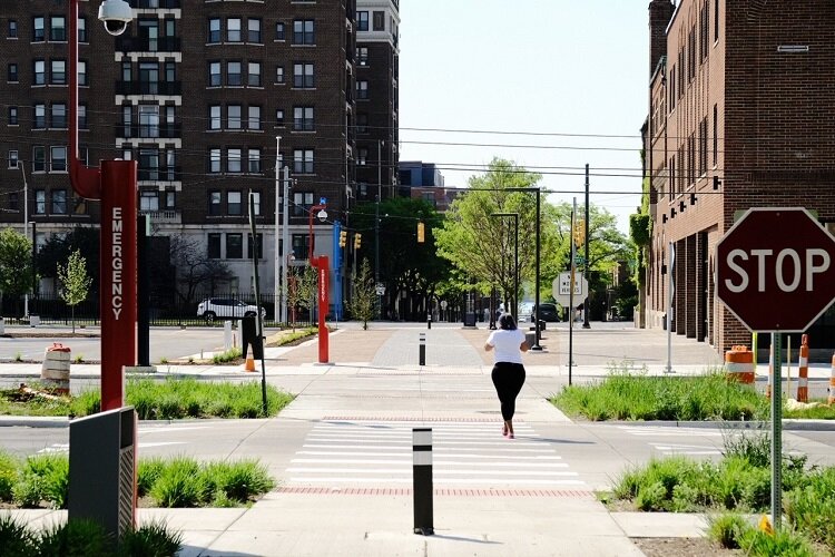 A renovated section of the Dennis Archer greenway