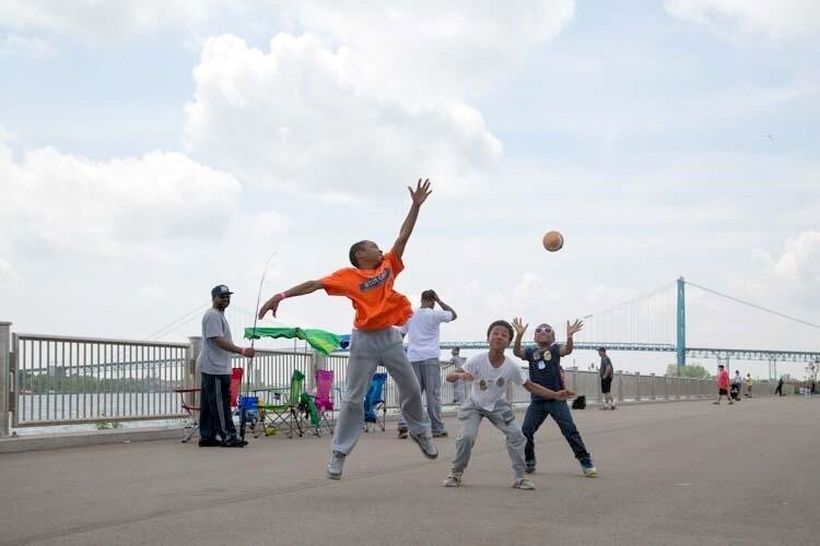 Youth play at West Riverfront Park (DRC)