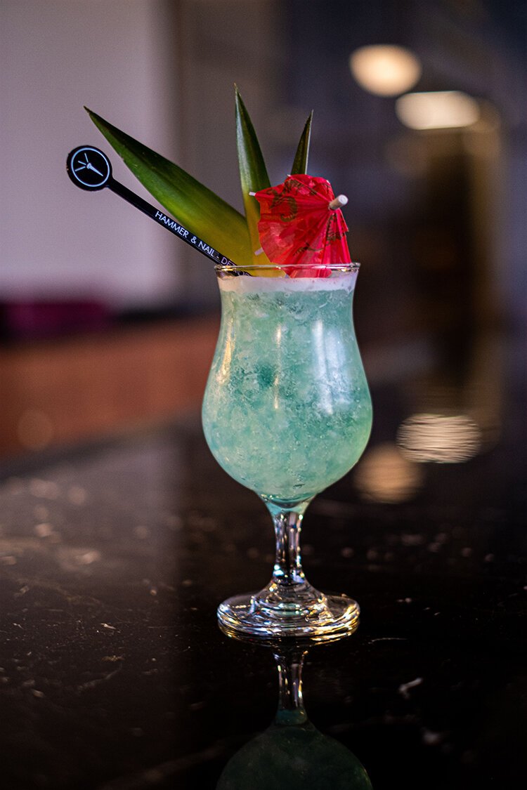 The Blue Hawaii cocktail at Hammer & Nail.
