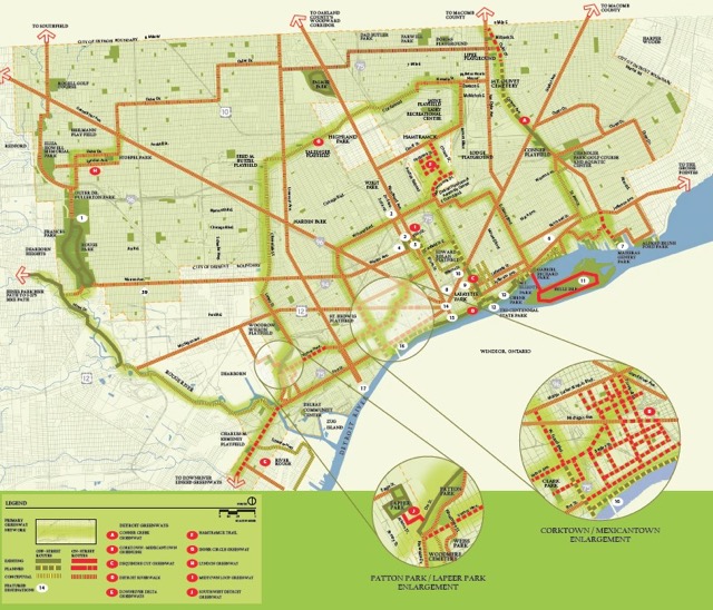 Non-motorized transit map from Detroit Greenways Coalition