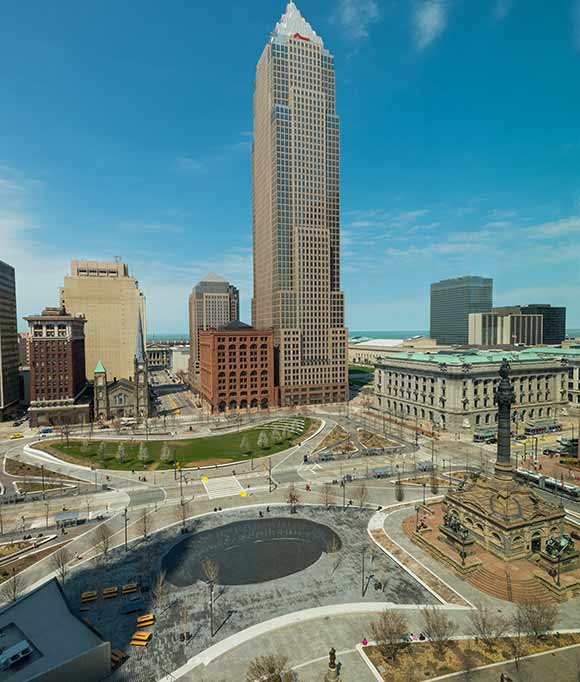 View of Public Square from the 10th floor of the Higbee Bldg.