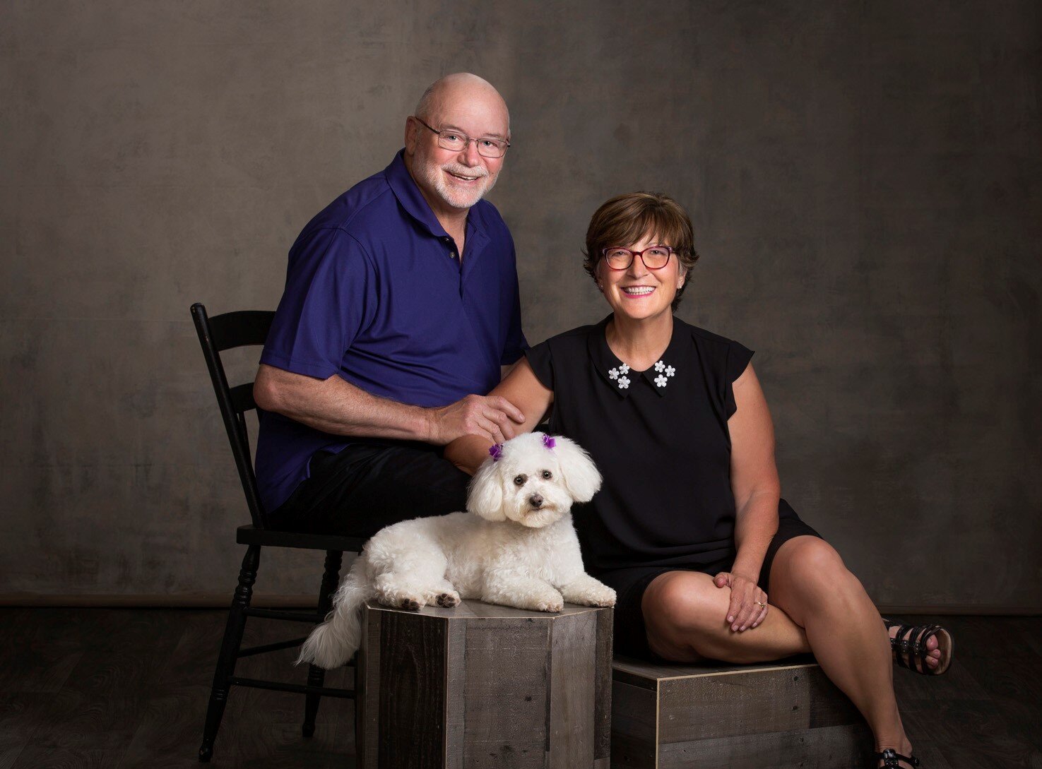 Mark and Brenda Roberts with their dog Sophie.