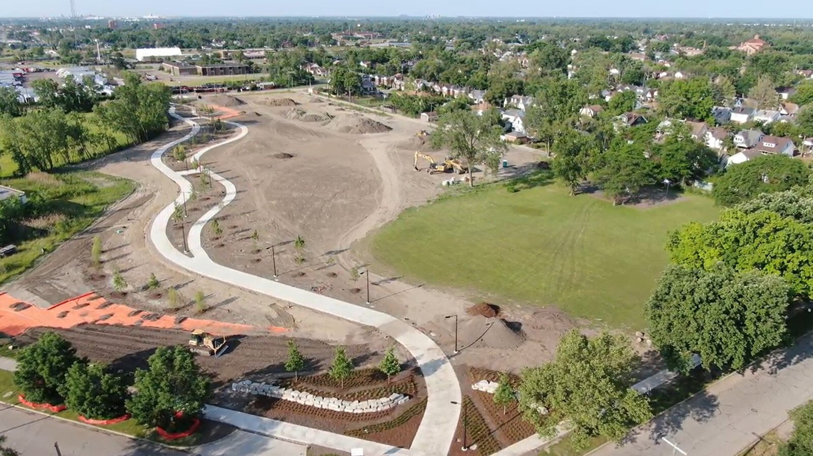 Improvements are underway at Detroit's Intervale Roselawn Park, accompanying an adjacent new segment of the Joe Louis Greenway.