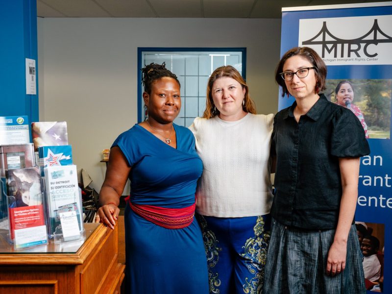 Monica Smith, Yevgenia Gazman, and Christine Sauvé, MIRC Detroit Office.